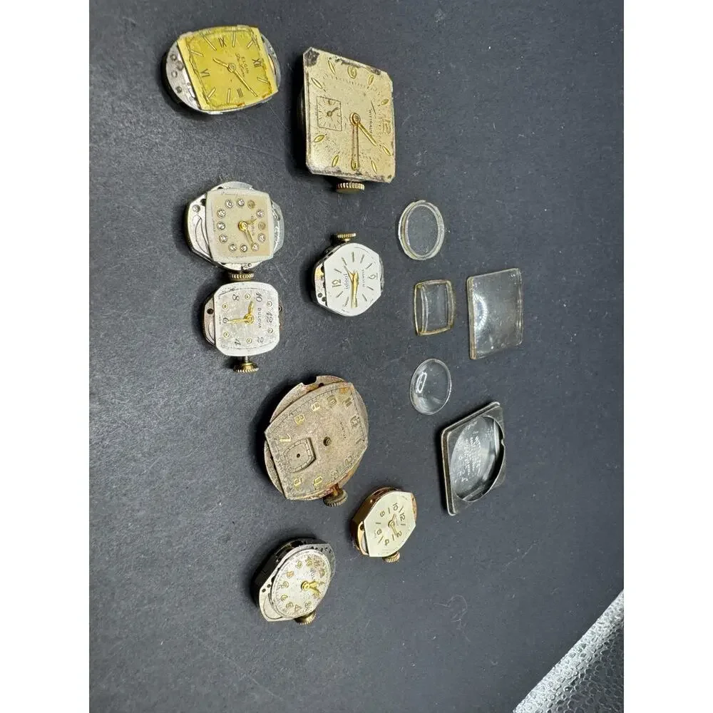 Lot of Vintage Watch Movements Dial Case Bulova Dufonte Benrus Wittnauer Elgin